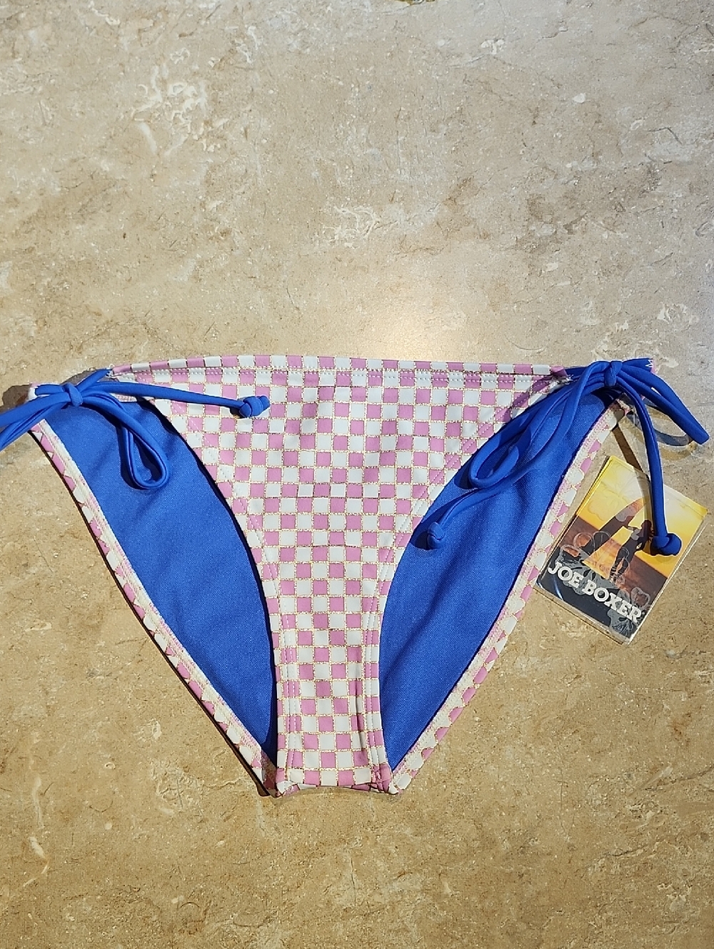 Joe Boxer Pink Check Tie Side Bikini Bottoms M